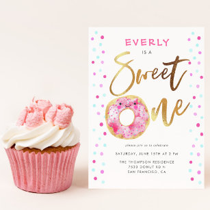 Donut Sweet One 1st Birthday Party Inbjudningar