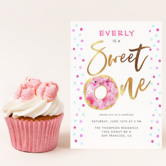 Donut Sweet One 1st Birthday Party Inbjudningar (Skapare uppladdad)