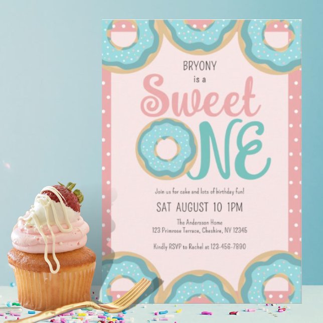 Donut Sweet One 1st Birthday Party Inbjudningar (Skapare uppladdad)