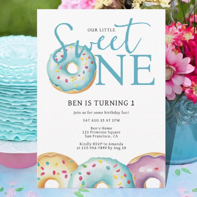 Donut Sweet One 1st Birthday Party Investigation Inbjudningar (Skapare uppladdad)