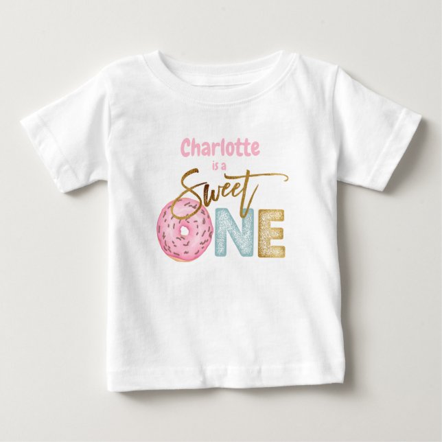 Donut Sweet One 1st Birthday T Shirt (Framsida)