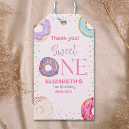 Donut Sweet One Birthday Girl Party  Presentetikett