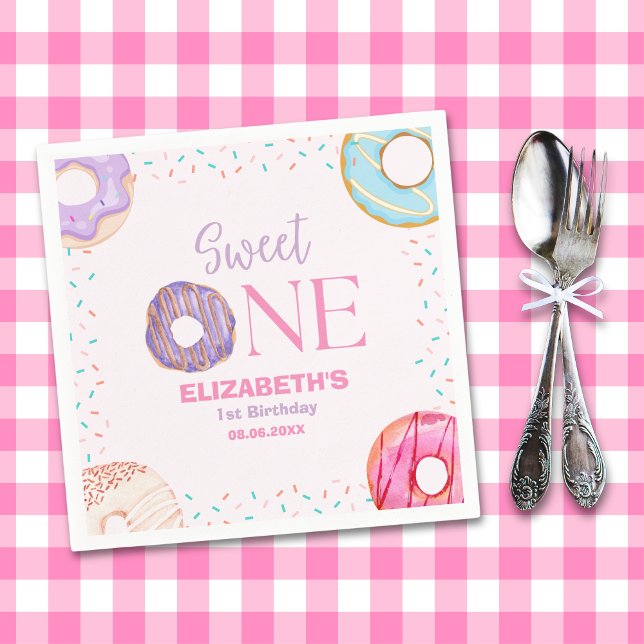Donut Sweet One Birthday Party Donut Birthday Pappersservett (Skapare uppladdad)