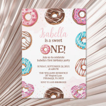 Donut Sweet One Girl Sprinkles 1st Birthday
