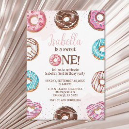 Donut Sweet One Girl Sprinkles 1st Birthday Inbjudningar
