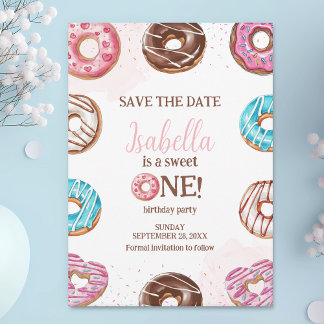 Donut Sweet One Girl Sprinkles 1st Birthday Spara Datumet