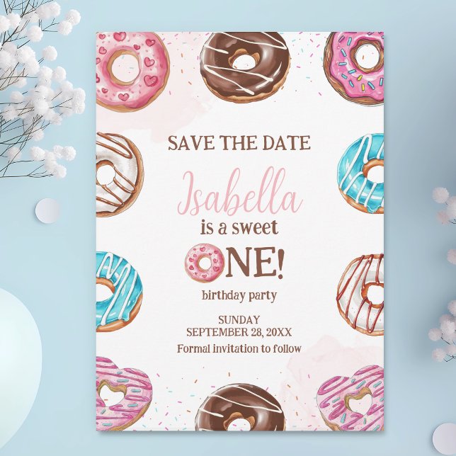 Donut Sweet One Girl Sprinkles 1st Birthday Spara Datumet (Skapare uppladdad)