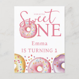 Donut Sweet One Pink 1-års födelsedagsfest  Vykort