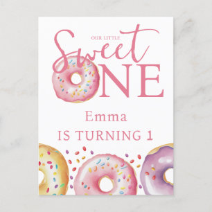 Donut Sweet One Pink 1-års födelsedagsfest Vykort