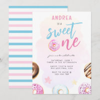 Donut Sweet One Rosa and Blue Girl First Birthday