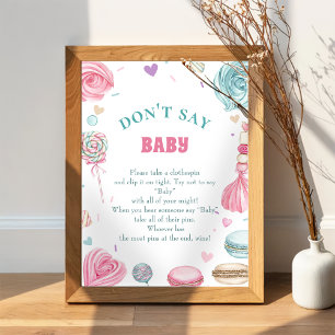Donut Sweet "Säg inte Baby" Baby Shower Game Poster