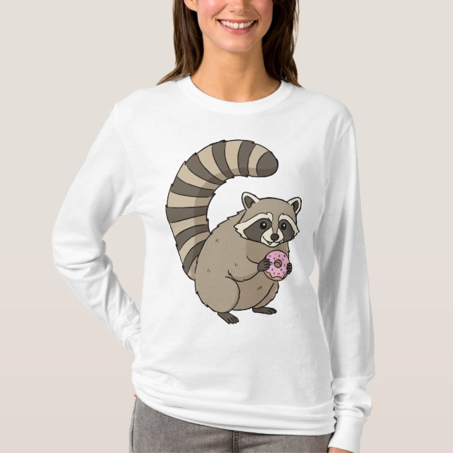 Donut Thief Raccoon T-Shirt (Framsida)