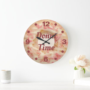 Donut-tid Frostat med Rosa Sprinkles Roligt Kitche Stor Klocka