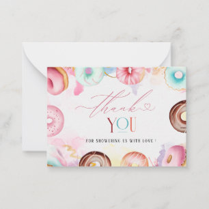Donut-tid Vattenfärgstack för babyduschen Anteckningskort
