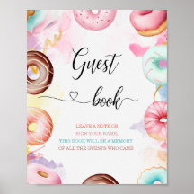 Donut Time Watercolor barnvakt gästbok