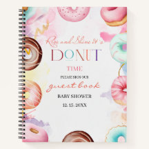 Donut Time Watercolor-gäst bok babydusch