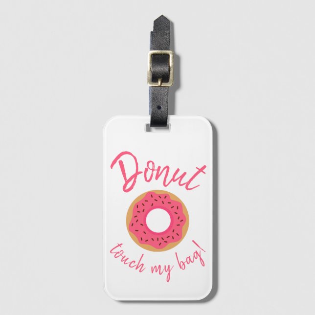 Donut Touch My Bag Rosa and Chocolate Sprinkles Bagagebricka (Framsida vertikal)