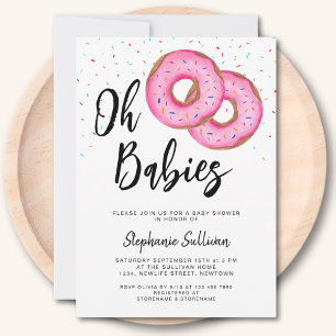 Donut-tvillingflickor baby shower inbjudningar