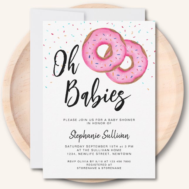Donut-tvillingflickor baby shower inbjudningar (Skapare uppladdad)