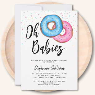 Donut Twillingars Baby Shower Inbjudningar