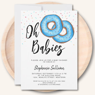 Donut Twin Boys Baby Shower Inbjudningar