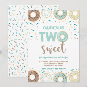 Donut Two Sweet Birthday Inbjudan Donut Party Blue