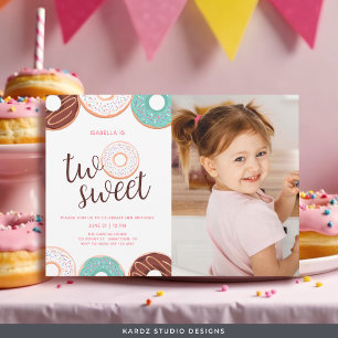 Donut Two Sweet Girl 2:a födelsedagsinbjudan Inbjudningar