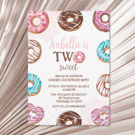 Donut Two Sweet Girl Sprinkles 2:a födelsedagen Inbjudningar