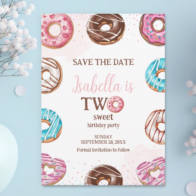 Donut Two Sweet Girl Sprinkles 2:a födelsedagen Spara Datumet (Skapare uppladdad)