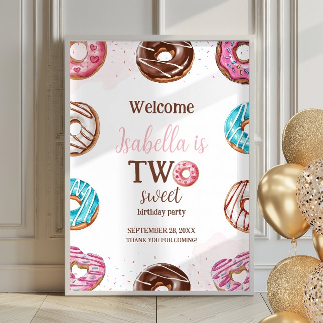 Donut Two Sweet Girl Sprinkles Poster Välkomstskyl (Skapare uppladdad)