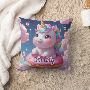 Donut Unicorn Pillow - Editable Namn Kudde