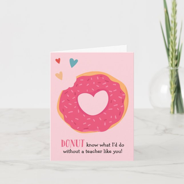Donut Valentine Helgdag Teacher Card Helgkort (Framsida)
