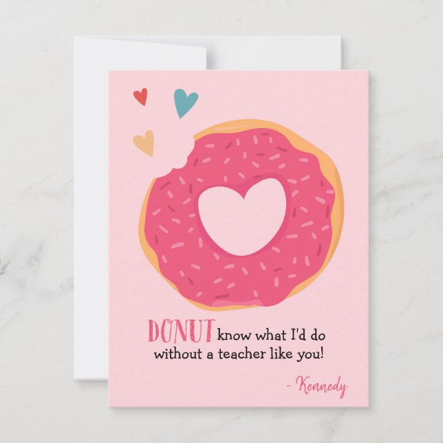 Donut Valentine Helgdag Teacher Card Julkort (Framsida)