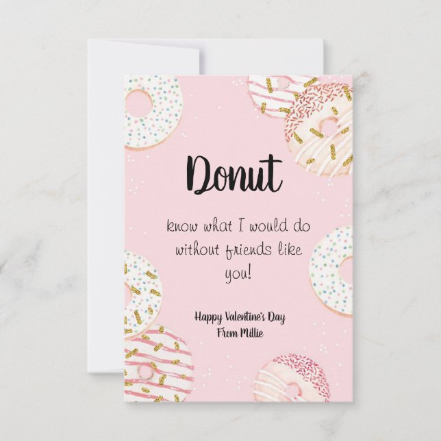 Donut Valentines dagsklassrumskort Tack Kort (Framsida)