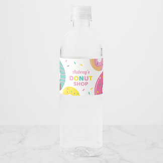 Donut Vattenflaska Label for Girl Födelsedagsfest Vattenflaskor Etikett