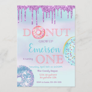 Donut, växa upp. Donut Födelsedagsfest Inbjudningar