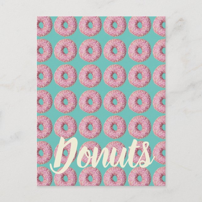 Donut Vegan Mönster för Vegetarian Sweet Tooth Helg Vykort (Framsida)
