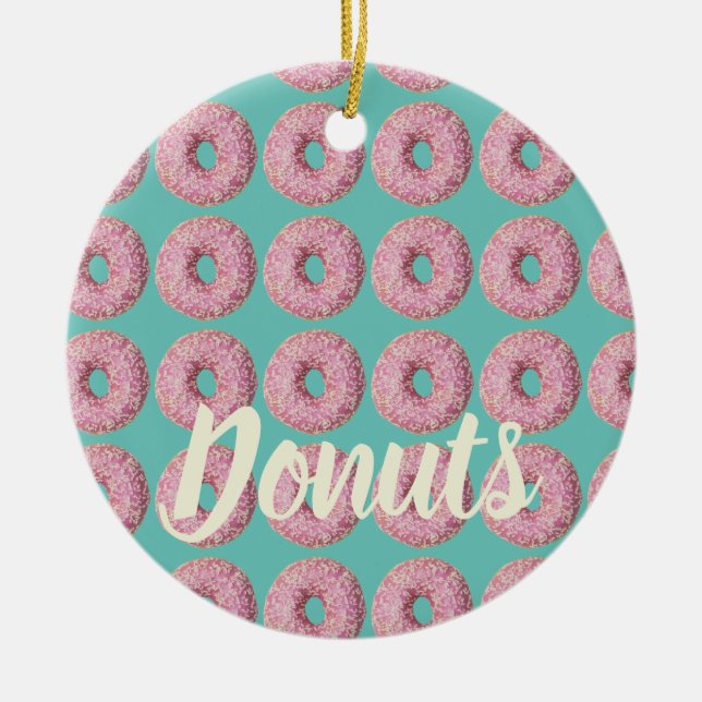 Donut Vegan Mönster för Vegetarian Sweet Tooth Julgransprydnad Keramik (Framsidan)