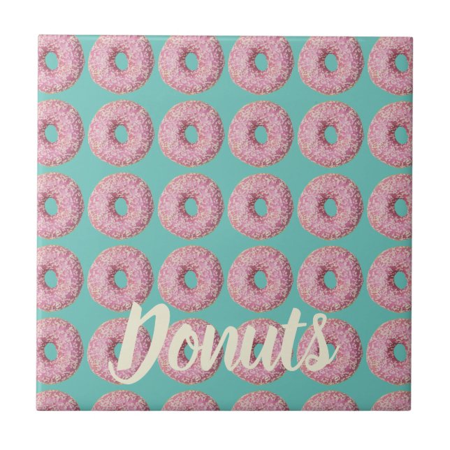 Donut Vegan Mönster för Vegetarian Sweet Tooth Kakelplatta (Framsidan)