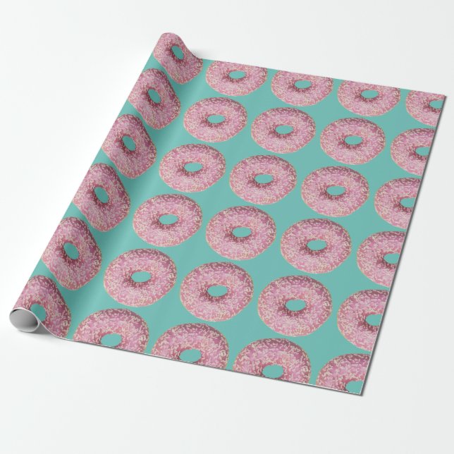 Donut Vegan Mönster för Vegetarian Sweet Tooth Presentpapper (Utrullad)