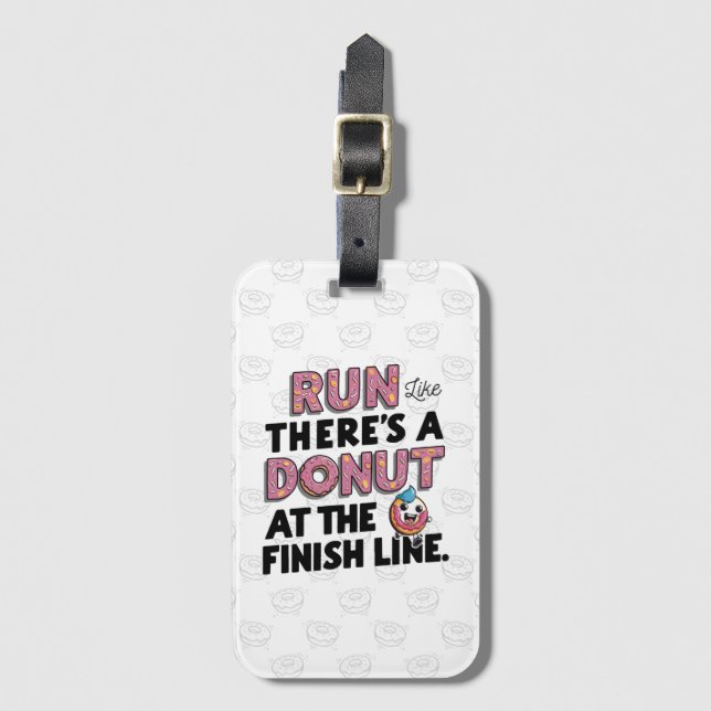 Donut vid Avsluta Line Funny Fitness Motivation Bagagebricka (Framsida vertikal)