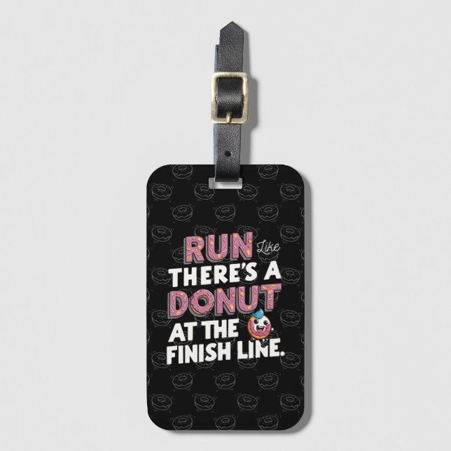 Donut vid Avsluta Line Funny Fitness Motivation Bagagebricka (Framsida vertikal)