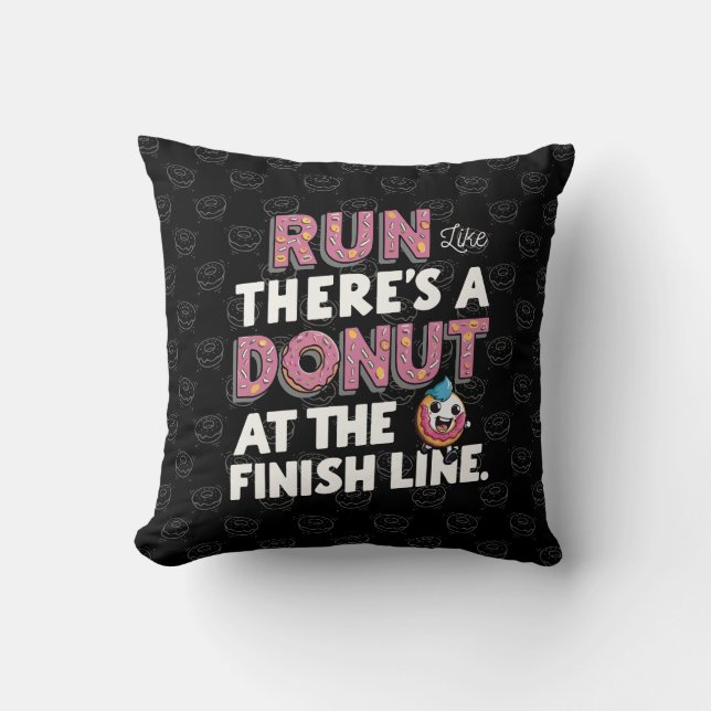 Donut vid Avsluta Line Funny Fitness Motivation Kudde (Framsida)