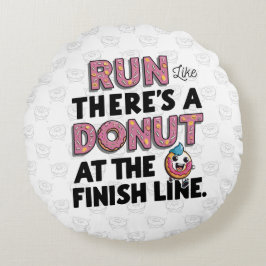 Donut vid Avsluta Line Funny Fitness Motivation Rund Kudde