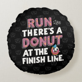 Donut vid Avsluta Line Funny Fitness Motivation Rund Kudde