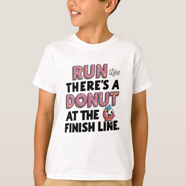 Donut vid Avsluta Line Funny Fitness Motivation T Shirt (Framsida)