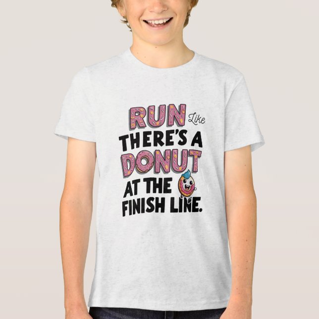 Donut vid Avsluta Line Funny Fitness Motivation T Shirt (Framsida)