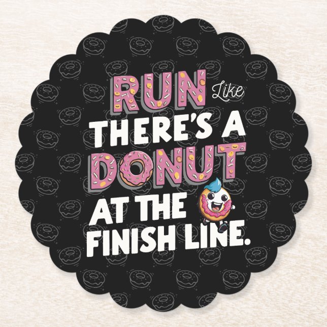 Donut vid Avsluta Line Funny Fitness Motivation Underlägg Papper (Framsida)