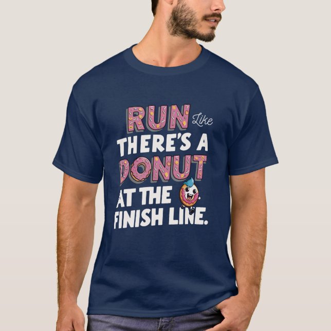 Donut vid Avsluta Line Funny Fitness Resolution T Shirt (Framsida)