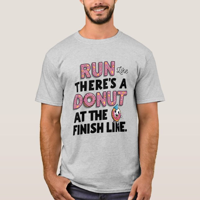 Donut vid Avsluta Line Funny Fitness Resolution T Shirt (Framsida)